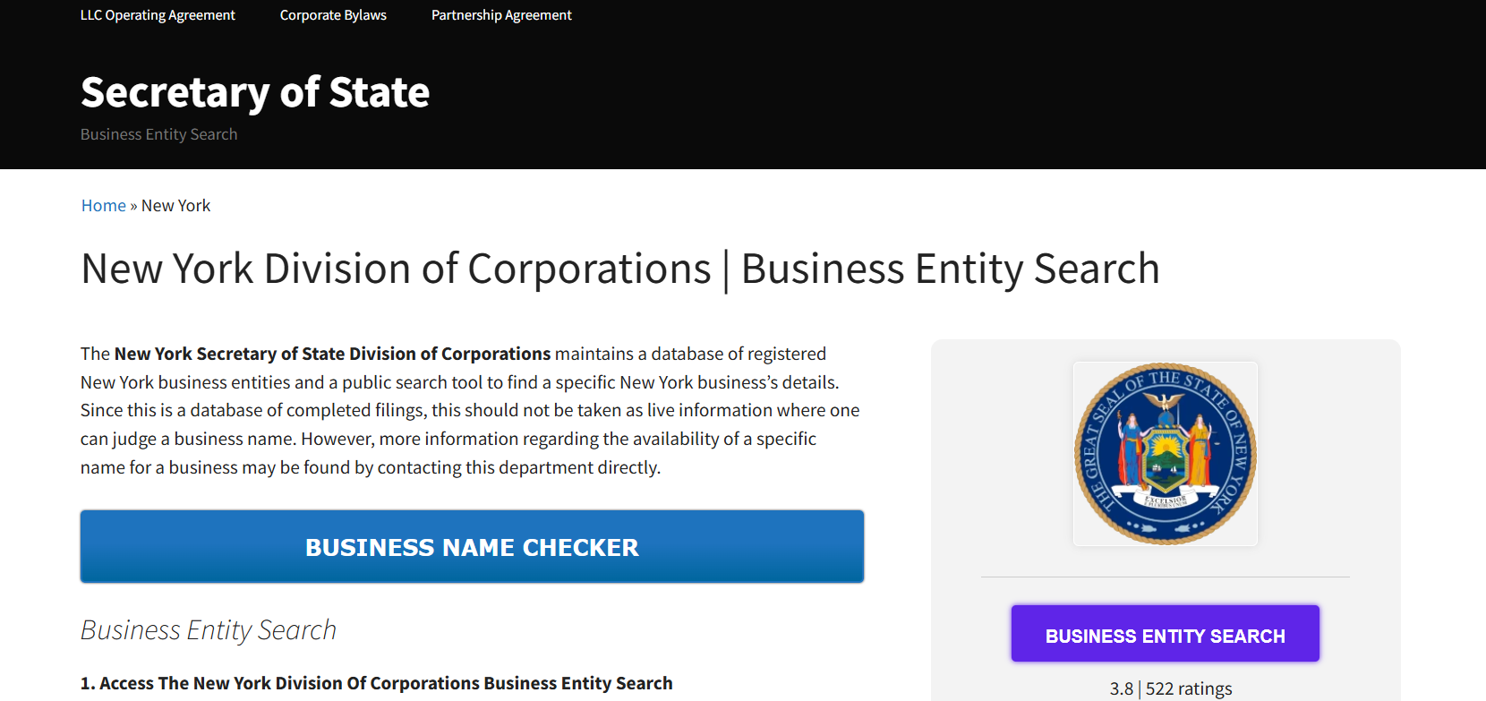 New York Business Entity Search