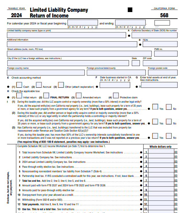 California 568 Form